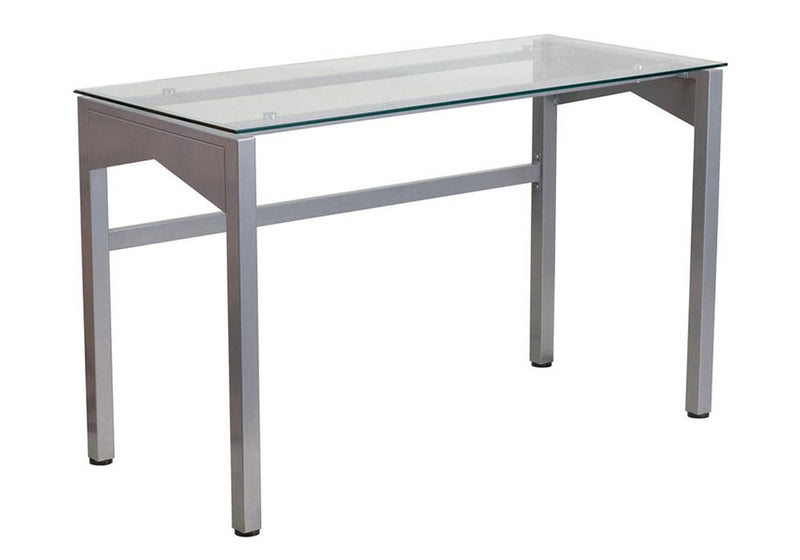 Flashfurniture Contemporary Desk With Clear Tempered Glass Top - 47.25''W x 21.75''D x 29.25''H