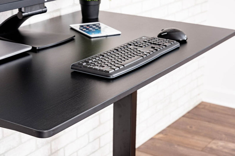 Luxor 60" Electric Standing Desk with Black Frame and Black Oak Top