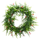 18" Floral & Fern Double Ring Wreath w/Twig Base