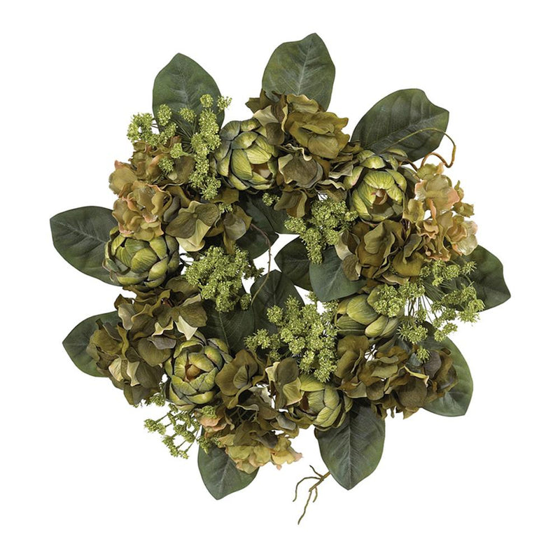 Nearly Natural 18" Artichoke Wreath Green