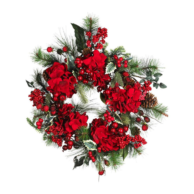 Nearly Natural 22" Hydrangea Holiday Wreath Holiday