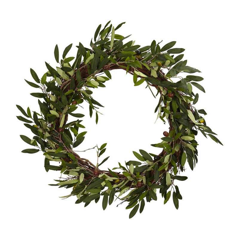 Nearly Natural 20" Olive Wreath Green