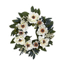 Nearly Natural 22" Magnolia Wreath White
