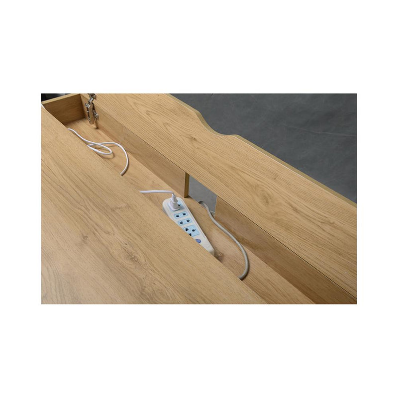Techni Mobili Workstation with Cord Management and Storage Pine
