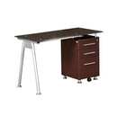 Techni Mobili Glass-top Desk with Built-in File Cabinet Chocolate