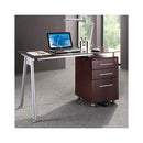Techni Mobili Glass-top Desk with Built-in File Cabinet Chocolate