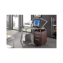 Techni Mobili Glass-top Desk with Built-in File Cabinet Chocolate