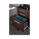 Techni Mobili Glass-top Desk with Built-in File Cabinet Chocolate