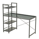 Techni Mobili Glass Desk with Built-in Shelves Grey