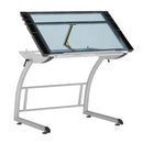 Studio Designs Triflex Drawing Table Sit to Stand Up Desk - Silver/Blue Glass