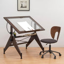 Studio Design Aries Glass Top Desk Adjustable Designs Drawing Drafting Table Sonoma Brown/Clear Glass (NEW 2013)