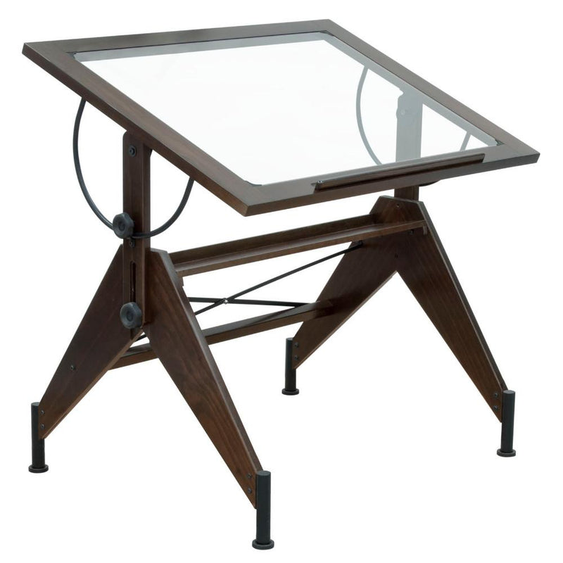 Studio Design Aries Glass Top Desk Adjustable Designs Drawing Drafting Table Sonoma Brown/Clear Glass (NEW 2013)