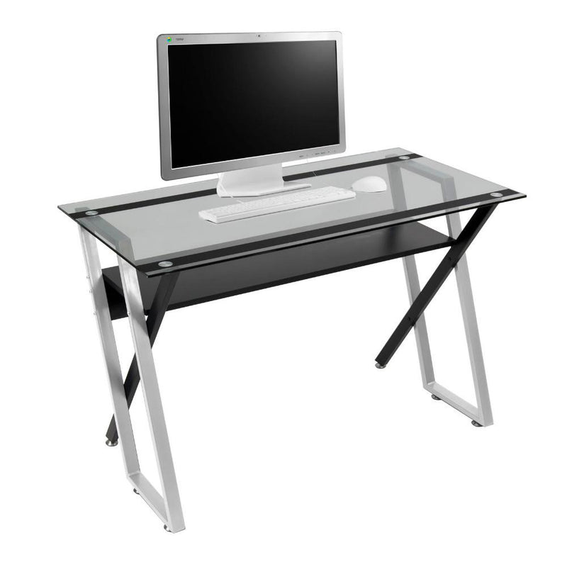 Studio Designs Colorado Desk Black/Silver/Clear Glass