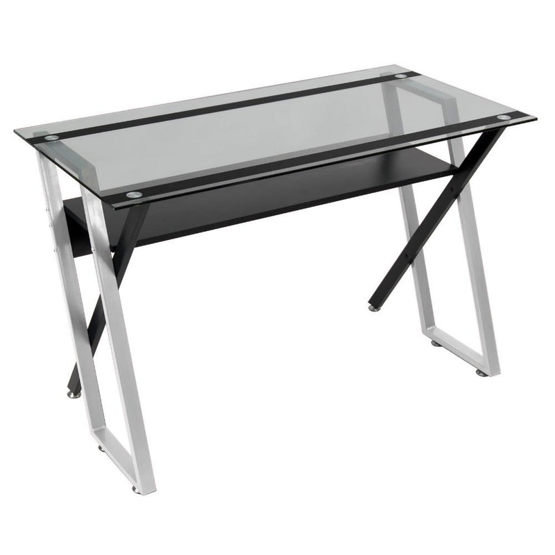 Studio Designs Colorado Desk Black/Silver/Clear Glass