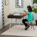 Calico Designs Nook Desk with Multiple Storage Compartments - White/Dark Walnut