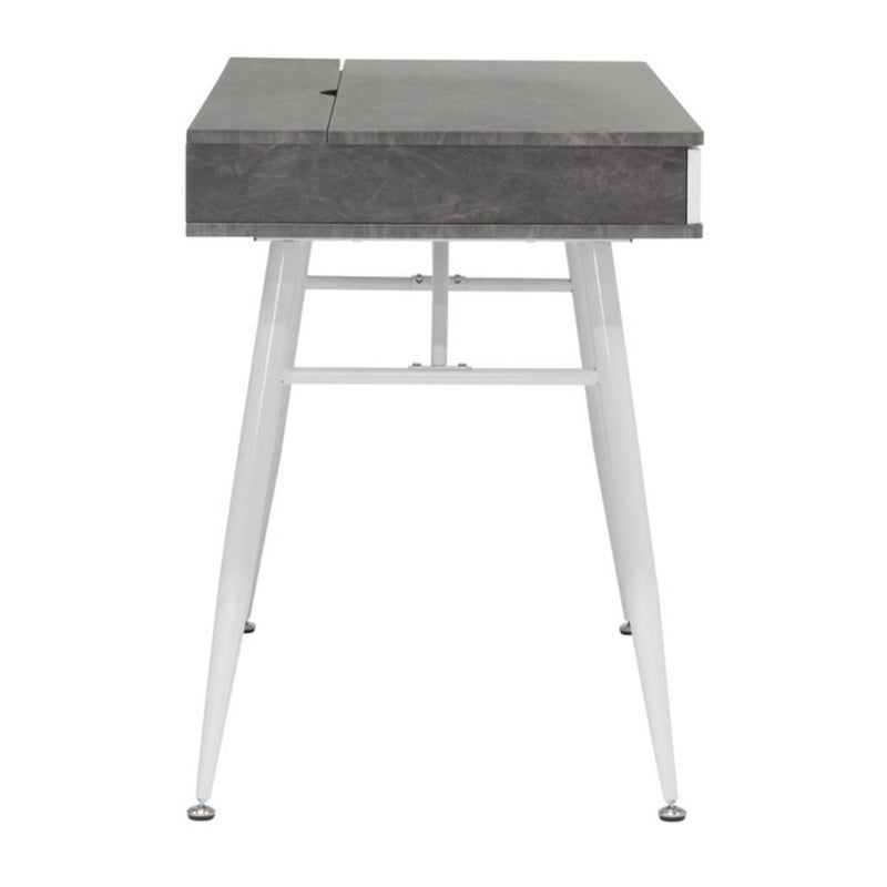 Calico Designs Alcove Split Drawer Desk with Device Storage - White/Cement