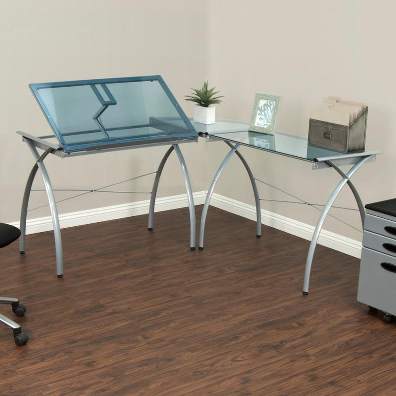 Studio Designs Futura LS WorkCenter with Tilt (Silver/Blue Glass)