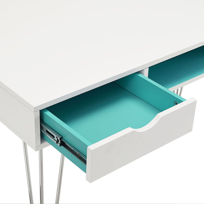 Home Office 48" Wood Chrome Computer Storage Desk - Blue
