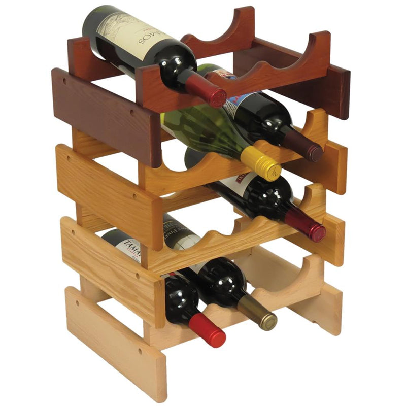 Wooden Mallet 3 Bottle Dakota Wine Rack Medium Oak