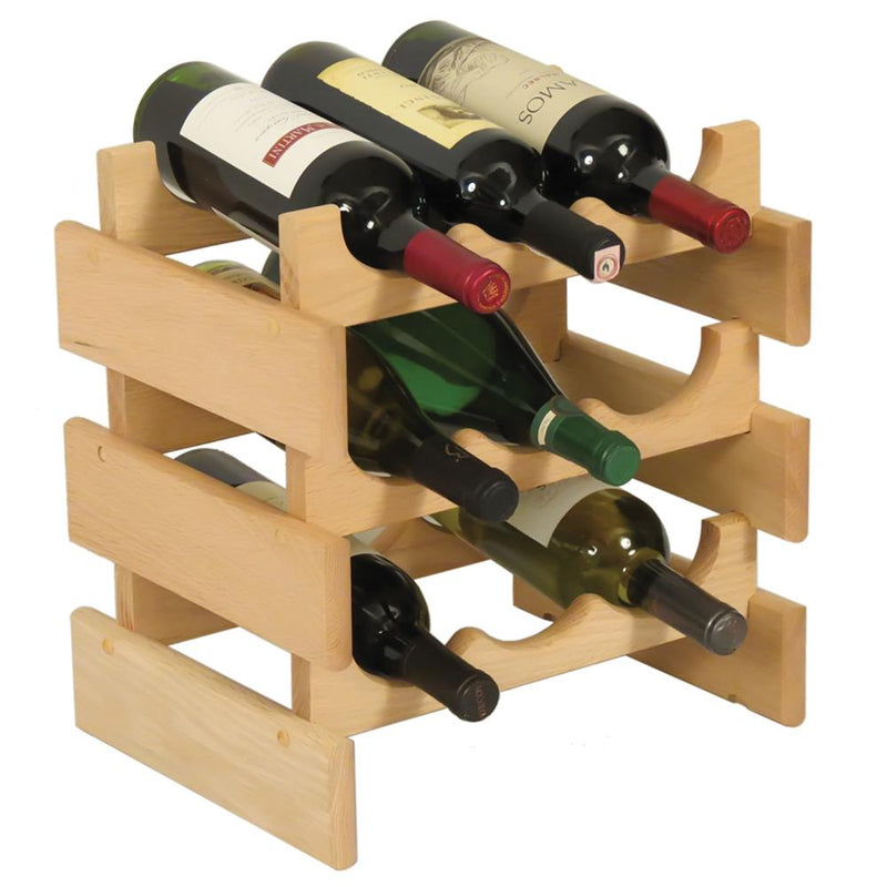 Wooden Mallet 9 Bottle Dakota Wine Rack Unfinished