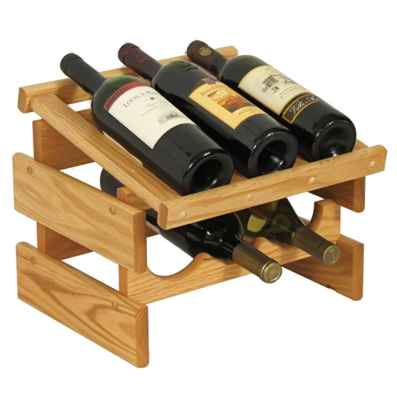 Wooden Mallet 6 Bottle Dakota Wine Rack with Display Top Light Oak