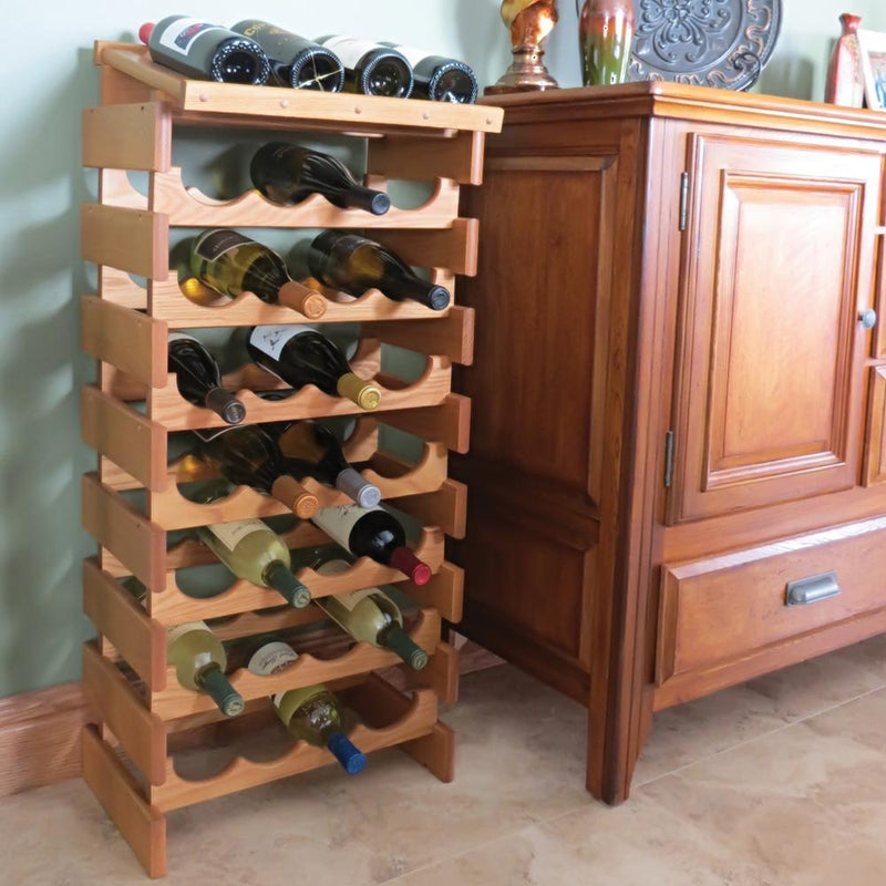 Wooden Mallet 6 Bottle Dakota Wine Rack with Display Top Medium Oak