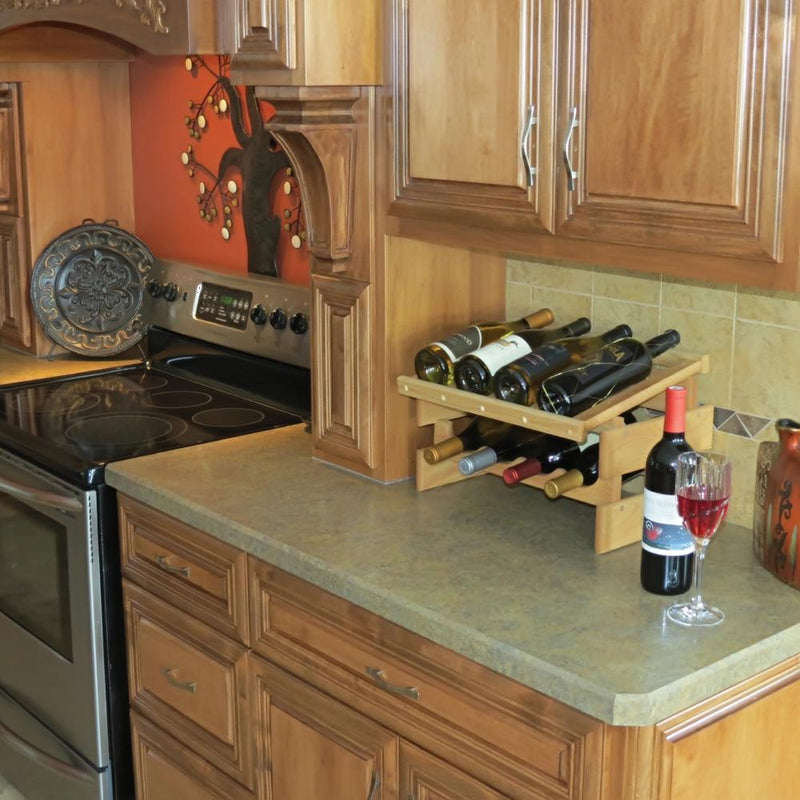 Wooden Mallet 6 Bottle Dakota Wine Rack with Display Top Medium Oak