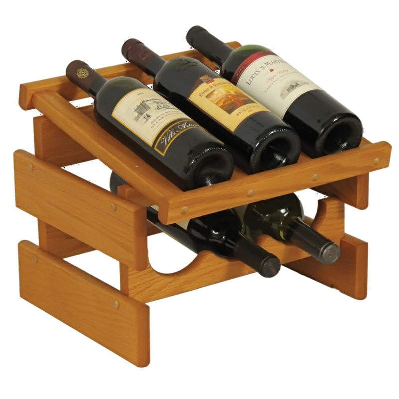 Wooden Mallet 6 Bottle Dakota Wine Rack with Display Top Medium Oak