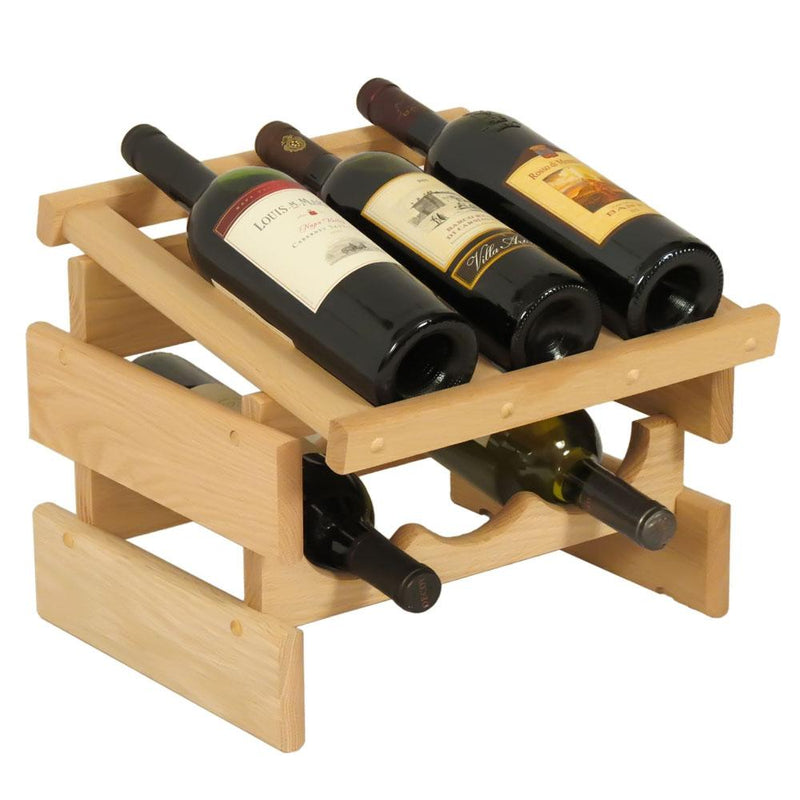 Wooden Mallet 6 Bottle Dakota Wine Rack with Display Top Unfinished