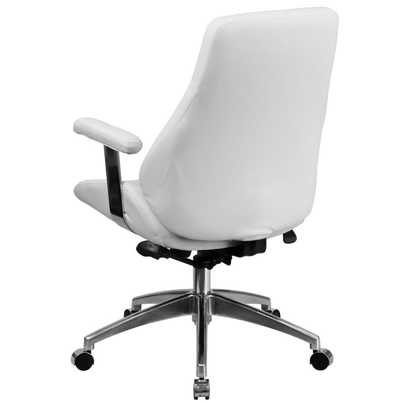 Flash Furniture BT-90068M-WH-GG Mid-Back White Leather Executive Swivel Office Chair