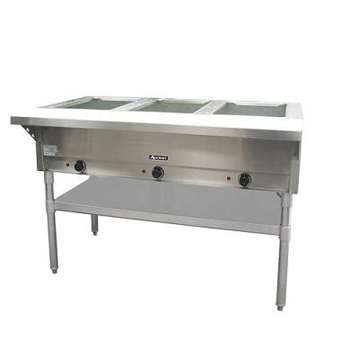 Adcraft ST-120/3 49" Stainless Steel Electric 3 Open Well Steam Table with Cutting Board