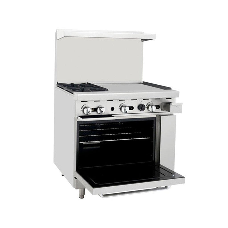 Omega ATO-2B24G Natural Gas 2 Burners with 24" Griddle Stove Top Range