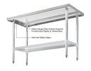 Omega ECONOMY 18 Ga. (1.2mm) Stainless Steel Work Tables - Various Sizes