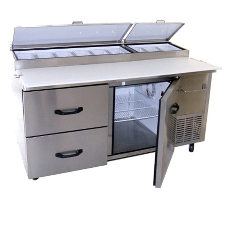 Pro Kold PPT-67-21 Single Door 2 Drawer  67" Pizza Prep Table