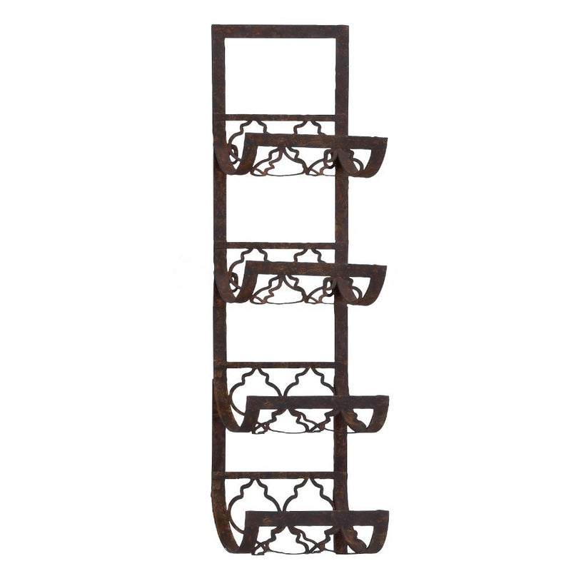 Benzara Metal Wall Wine Rack with 4 Bottle Holders