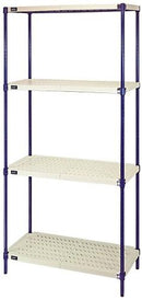 QUANTUM  72"H 4-Shelf Wire Plastic Mat Shelf Kit, 600lb, NSF