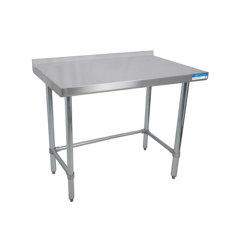 36" x 24" All Stainless Steel Open Base Work Table w/1-1/2" Backsplash