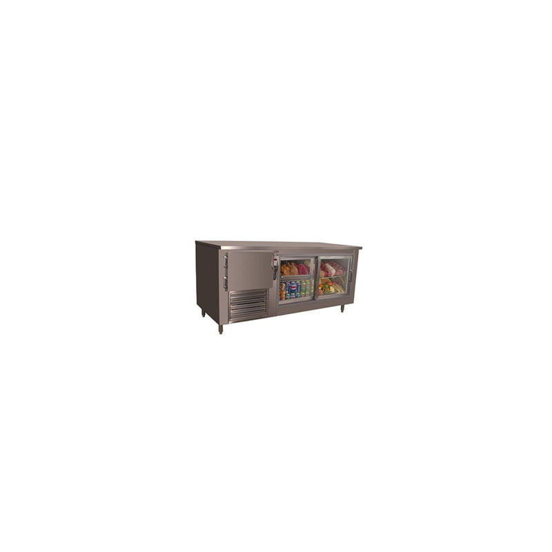 Universal Coolers SC-72-LB-GSD 72x32x36-Inch Undercounter Cooler, Glass Sliding Doors, Self-Contained Lowboy