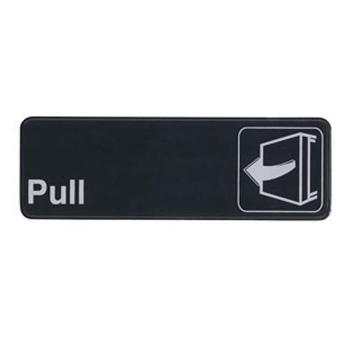 Winco SGN-302 Black 3" X 9" Information Sign with Symbol - Imprint "Pull"