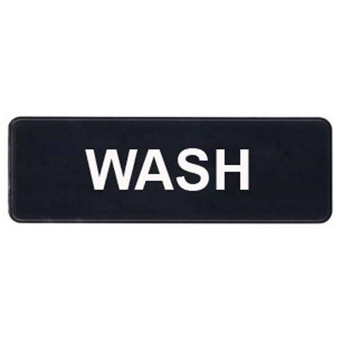 Winco SGN-318 Black 3" X 9" Information Sign with Symbol - Imprint "Wash"