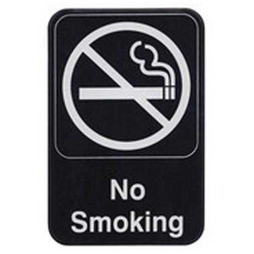 Winco SGN-601 Black 6" X 9" Information Sign with Symbol - Imprint "No Smoking"