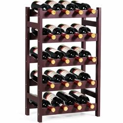 Wood Wine Rack 5-Tier Bottle Display Storage Shelf Free Standing