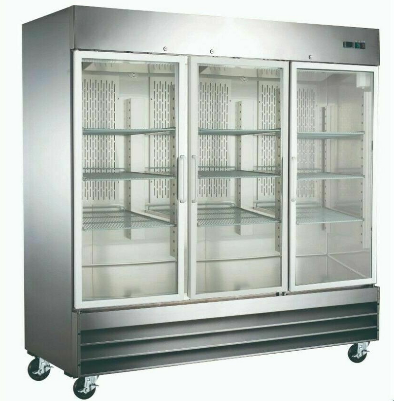 Canco SSGR-2040 Triple Glass Door 78" Wide Stainless Steel Refrigerator