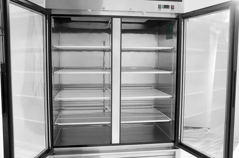 Suttonaire MCF8703 Double Swing Door 55" Wide Stainless Steel Display Freezer