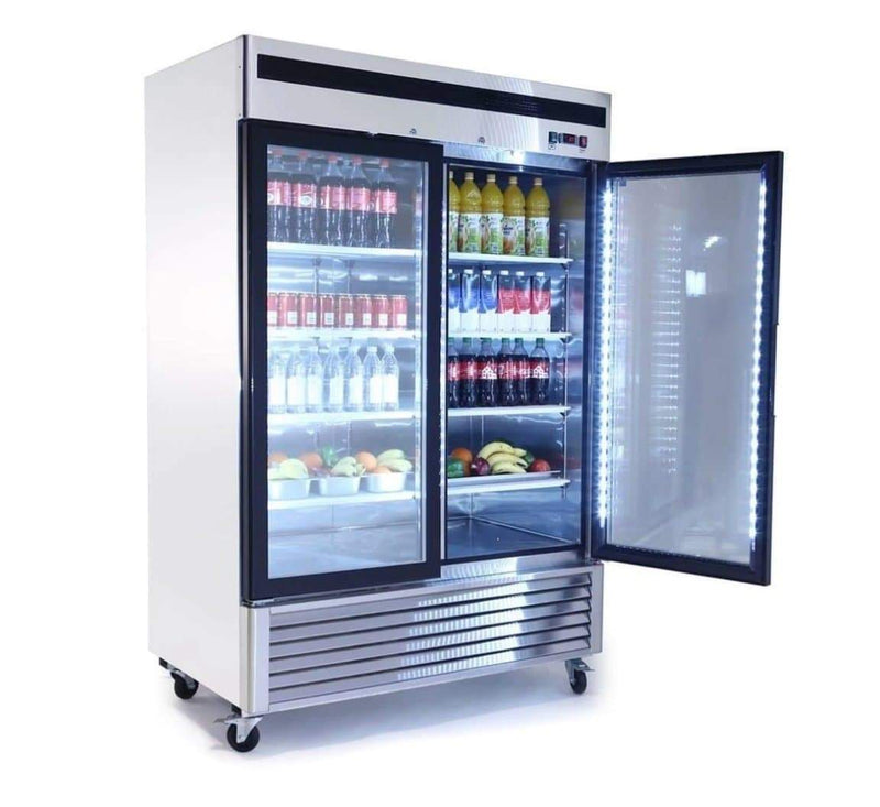 Suttonaire MCF8707 Double Swing Door 55" Wide Stainless Steel Display Refrigerator