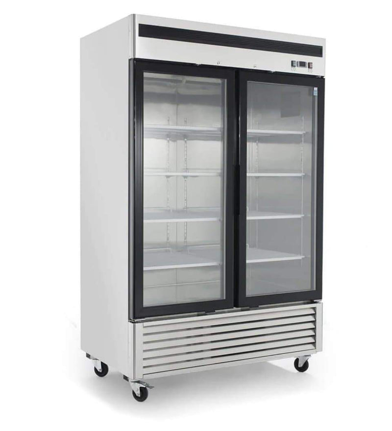 Suttonaire MCF8707 Double Swing Door 55" Wide Stainless Steel Display Refrigerator