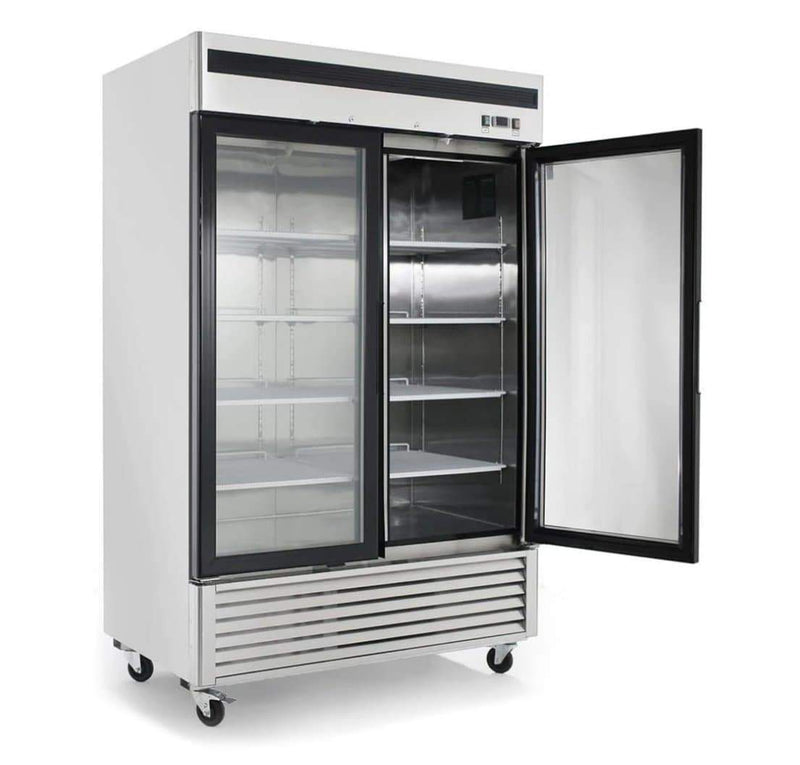 Suttonaire MCF8707 Double Swing Door 55" Wide Stainless Steel Display Refrigerator