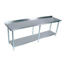 84" x 24" All Stainless Steel Work Table w/1-1/2" Backsplash