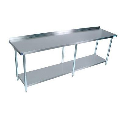 84" x 30" All Stainless Steel Work Table w/1-1/2" Backsplash