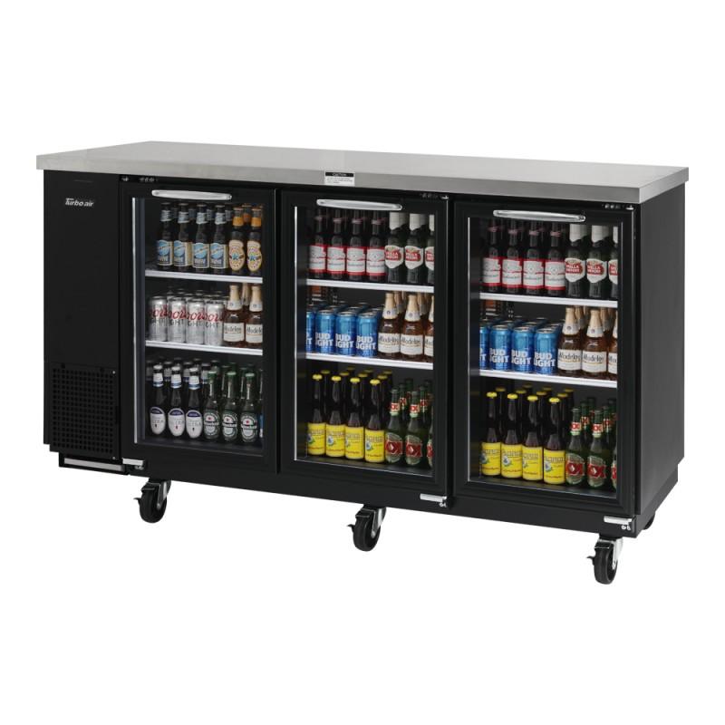 Turbo Air TBB-24-72SG-N Narrow Back Bar Cooler Three-Section 73-1/8"W 20.62 Cu. Ft.